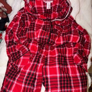 XS Victoria's Secret Red and Black Plaid Pajama Set